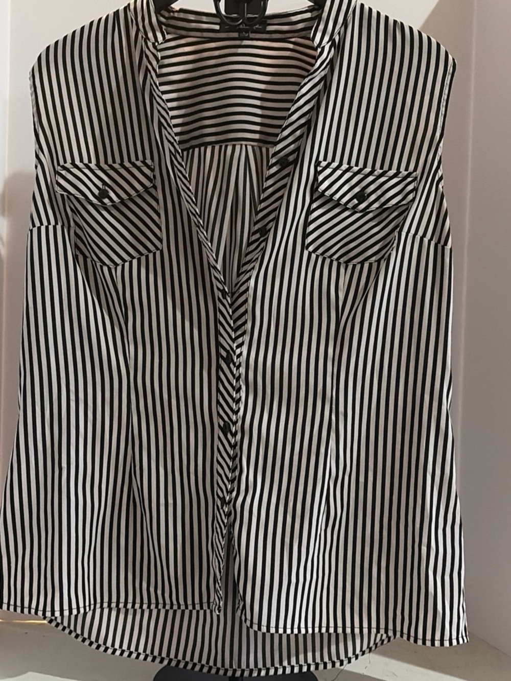 Notations Black and White Striped Top